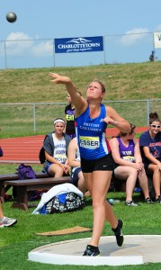 Agnes Esser in the shot put competition at the Legion Youth National Track and Field Championships. Agnes Esser in the shot put competition at the Legion Youth National Track and Field Championships.