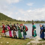 Ballroom Dress Hike organized by the newly formed Alpine Costume Hiking Organization of the Universe, based in Dunster.