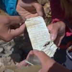 The climbers discovered a real wishbone and paper note that a previous climbing group had left in 1951, before anyone had succeeded that climb.