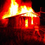 Valemount Volunteer Fire Department working hard to put out the fire on Main St.