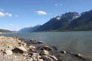 Summertime at Kinbasket Reservoir. The reservoir is one of the results of the Columbia River Treaty.