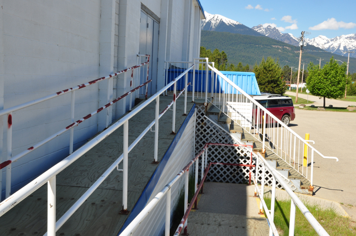 The accessibility ramp at the Valemount Community Hall.