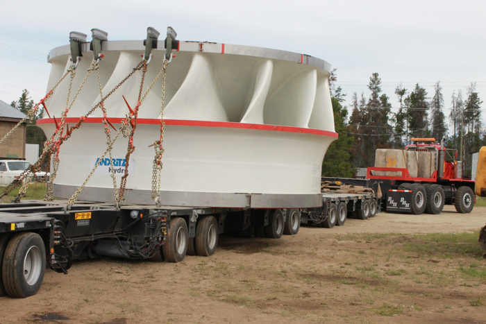 Mica 5 Turbine arrives at dam via Kinbasket