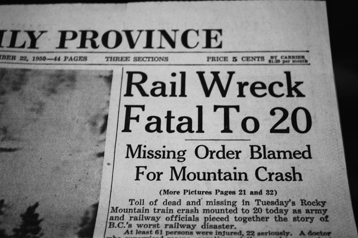 70th Anniversary  of the Canoe River Train Disaster