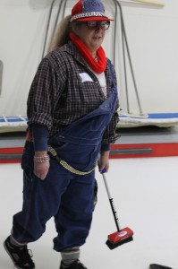 curling, ice, sport, broom, sweep, sweeping, coverall, coveralls, overall, overalls