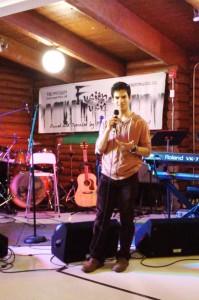 Omar Medina at a fund raising event held for him in Sherwood Park, Alberta, one of his earlier home-towns.  The event raised over $3,000 to help with his training, gear and other expenses. Photo: Andrew Flauer