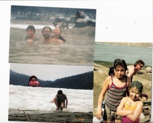 Locals enjoying the Kinbasket hot springs about 15 years ago: Tamika, Shay and Colin Wied.  Submitted by Shay Wied. 