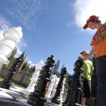 The giant chess board set up by the Valemount Public Library this past summer.