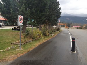 No parking signs along the Big Foot Trail in the hotel strip on 5th Ave.