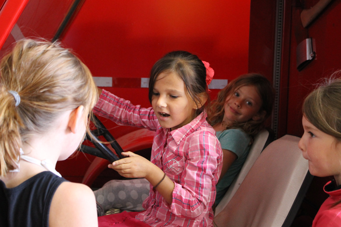 Kids in the (fire) hall at summer camp