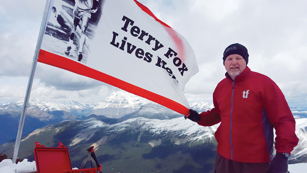 Terry’s three siblings – Fred (shown above), Darrell and Judy as well as Terry’s two nieces – Kirsten Fox and Jessie Alder – all hiked some of Mt. Terry Fox on Sunday. Darrell and Fred made it to the summit for the first time, where they erected a new flag.
