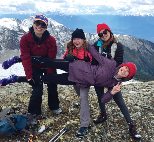 Chelsea Krupa (centre), Mina Deol(right), Katie McGreer (sideways) and Julia Renouf (left) of Edmonton.