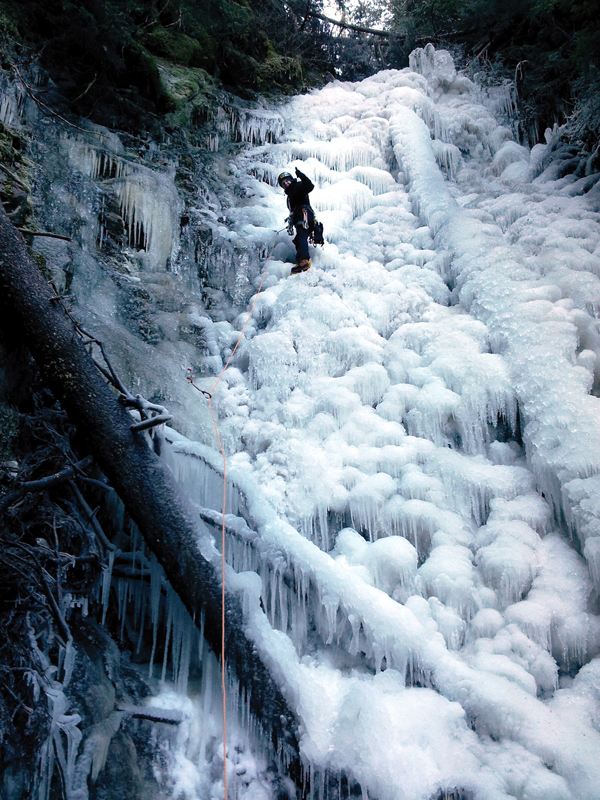 Ancient waterfall ice climb