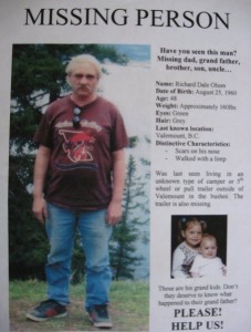 Duska Olson put up posters from Edmonton to Valemount after her father Richard went missing in 2007