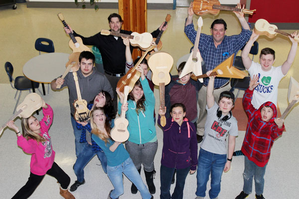  Gr. 8 students made ukuleles last semester using local birch. 