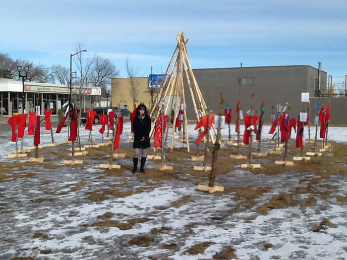 Sherry Tinsley at an art installation called "Ni Wapataenan" in Edmonton last fall.