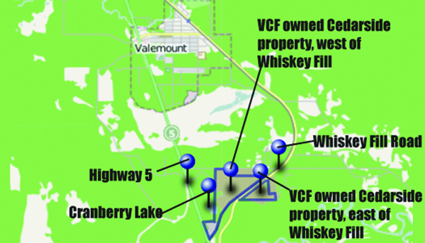 A map of the Valemount Community Forest owned Cedarside Industrial.