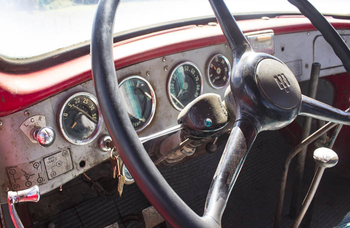 Photo: Evan Matthews A glimpse at the guages, steering wheel and gear shift.