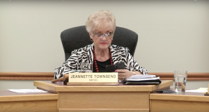 Photo: Courtesy of VCTV Mayor Townsend as she reads Shaun Saimann's letter to council.