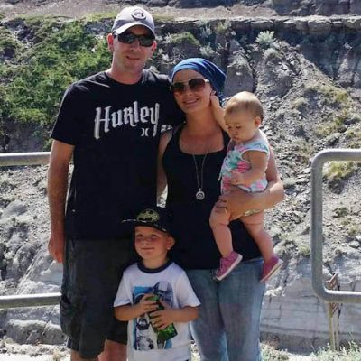 Not only did Jen have to quit work, but her fiancé Wayne has also had to miss work during the appointments and chemo treatments, hospital stays and aftercare. Shown above: Jen with her fiancé Wayne and children 4-year-old Ryan and 11-month-old Aubree.