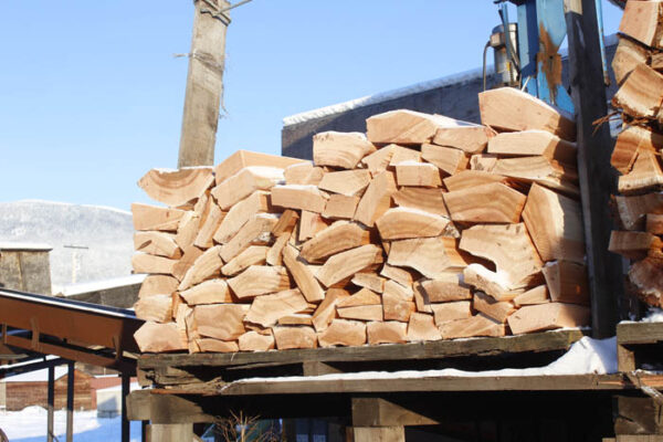 Photo: Evan Matthews This pile of lumber is shaped and designated specifically for manufacturing shingles, as you can already see the shape