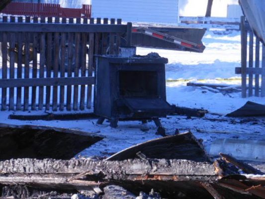 Photo: Supplied by Darren Meek The wood stove, seen here, is thought to be the cause of the fire, according to the B.C. Fire Commission.