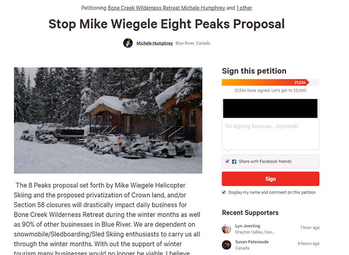 Eight Peaks plan faces opposition online