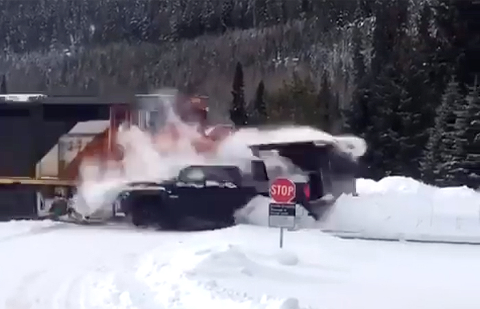 Valemount train-truck collision caught on film