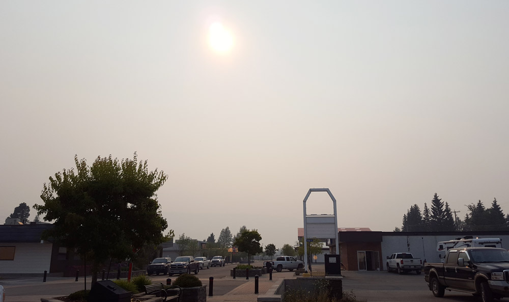 Thick BC wildfire smoke socks in Valemount, McBride; fire ban coming soon