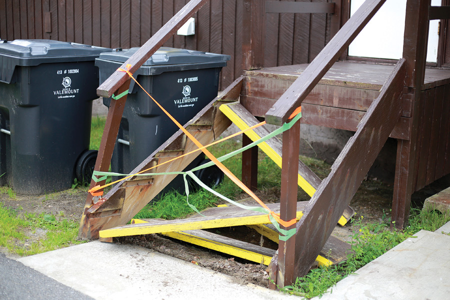 Fire exit stairs collapse under senior at Golden Years