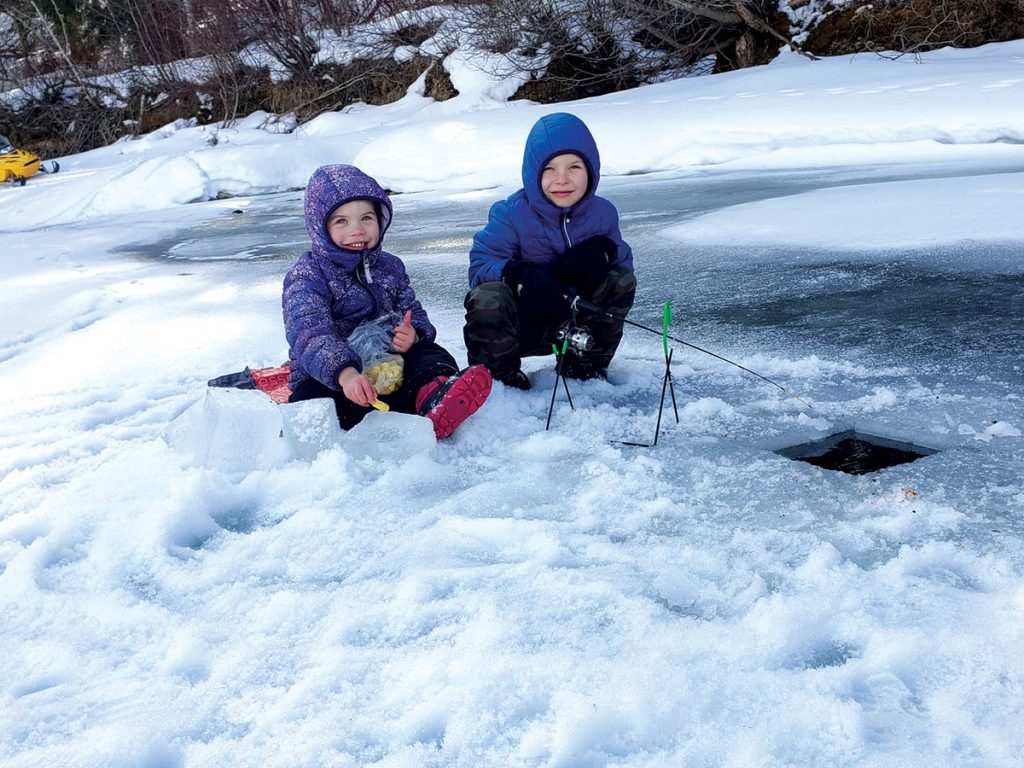 Rowan and Nash make the most of the last bit of winter weather to do a little ice fishing on the Fraser River.