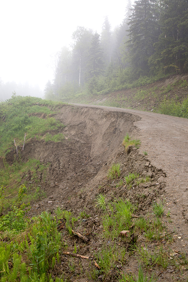 Road slump repair at Valemount Bike Park underway thanks to partners