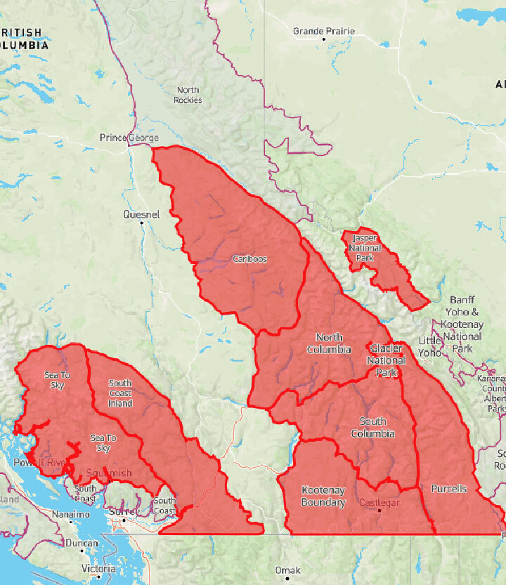 Special avalanche warning for large portion of BC and Jasper, Alberta