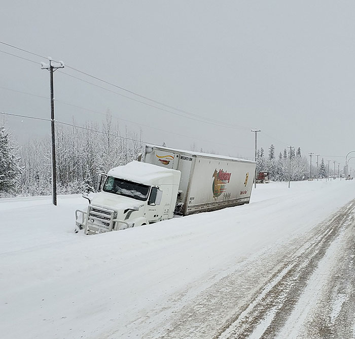 Slippery Tuesday – plow truck, semi land in ditch
