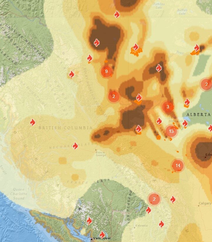 Smoke from northern AB and BC fires prompts air quality advisory for Robson Valley